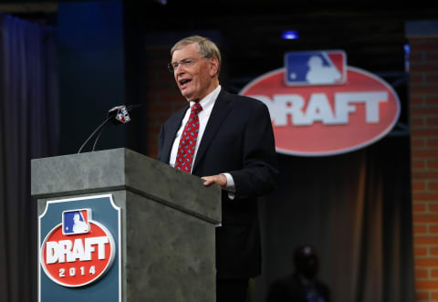 SECAUCUS, NJ – JUNE 5: Commissioner Allan H. Bud Selig at the podium during the MLB First-Year Player Draft at the MLB Network Studio on June 5, 2014 in Secacucus, New Jersey. (Photo by Rich Schultz/Getty Images)