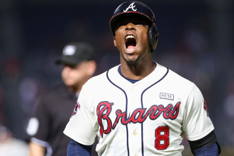 ATLANTA, GA – SEPTEMBER 20: Justin Upton #3 of the Atlanta Braves screams after grounded out during the 8th inning against the New York Mets at Turner Field on September 20, 2014 in Atlanta, Georgia. (Photo by Kevin Liles/Getty Images)