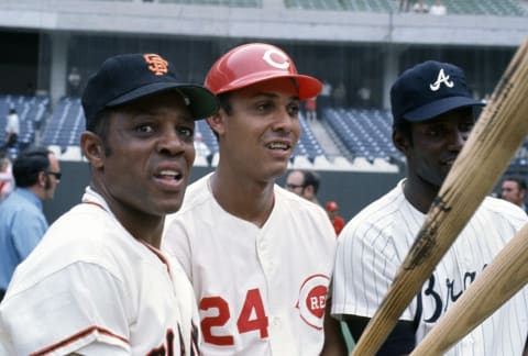 1970 All-Stars: Willie Mays, Tony Perez, and Rico Carty of the Atlanta Braves. (Photo by Focus on Sport/Getty Images)