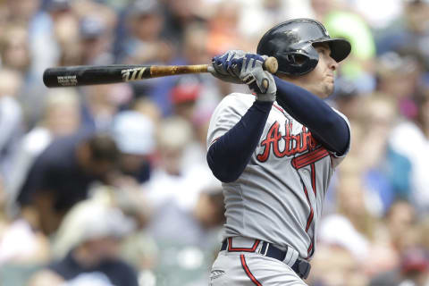 MILWAUKEE, WI – JULY 08: Kelly  Johnson #24 of the Atlanta Braves hits a solo home run in the third inning against the Milwaukee Brewers at Miller Park on July 08, 2015 in Milwaukee, Wisconsin. (Photo by Mike McGinnis/Getty Images)