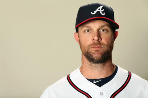 LAKE BUENA VISTA, FL – FEBRUARY 21: John Danks #50 poses as a deer in the headlights… which may have described his stint as an Atlanta Brave. (Photo by Matthew Stockman/Getty Images)