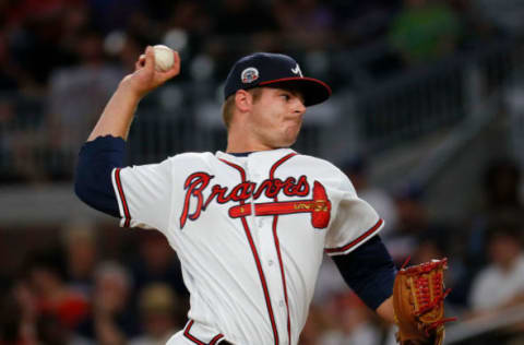 ATLANTA, GA – JUNE 06: Jason Hursh #56 of the Atlanta Braves pitches in the ninth inning against the Philadelphia Phillies at SunTrust Park on June 6, 2017 in Atlanta, Georgia. (Photo by Kevin C. Cox/Getty Images)