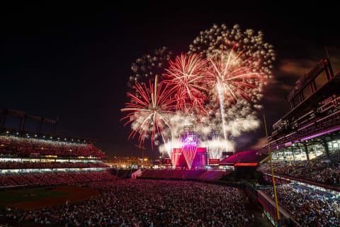 DENVER, CO – JULY 4: A general view of the stadium as fans enjoy a fireworks display after the Cincinnati Reds 8-1 win against the Colorado Rockies at Coors Field on July 4, 2017 in Denver, Colorado. (Photo by Justin Edmonds/Getty Images)