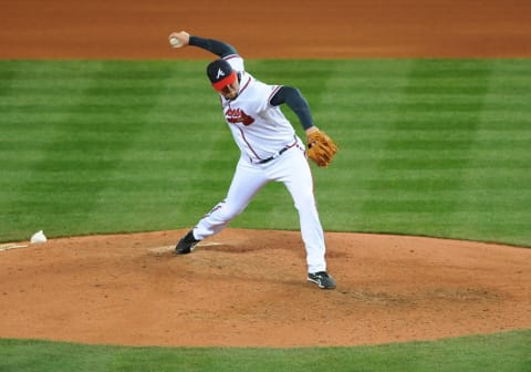 ATLANTA – APRIL 11: Pitcher Peter Moylan #58 of the Atlanta Braves throws in relief against the Washington Nationals on April 11, 2009 at Turner Field in Atlanta, Georgia. (Photo by Al Messerschmidt/Getty Images)