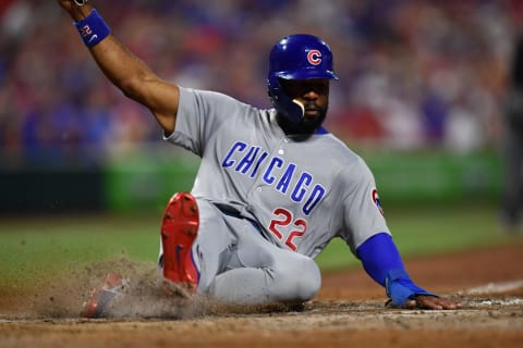 CINCINNATI, OH – MAY 19: Jason Heyward #22 of the Chicago Cubs slides home in the ninth inning for Chicago’s final run against the Cincinnati Reds at Great American Ball Park on May 19, 2018 in Cincinnati, Ohio. Chicago defeated Cincinnati 10-0. (Photo by Jamie Sabau/Getty Images)