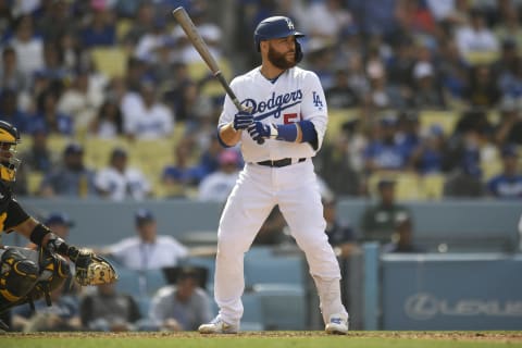 Russell Martin #55 of the Los Angeles Dodgers. (Photo by John McCoy/Getty Images)