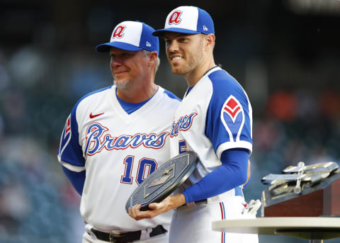 Freddie Freeman #5 of the Atlanta Braves. (Photo by Todd Kirkland/Getty Images)