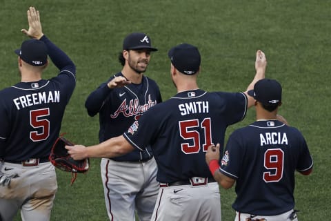 NEW YORK, NY – JULY 26: Hopefully what the Atlanta Braves will be doing three times this series. (Photo by Adam Hunger/Getty Images)