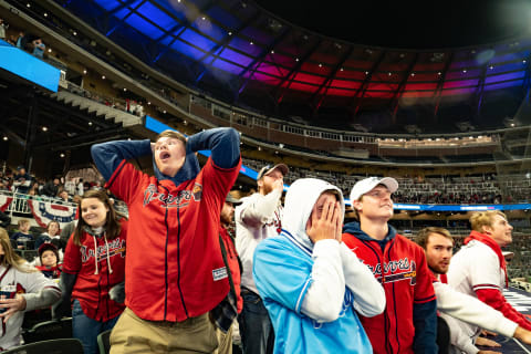 Atlanta Braves fans celebrate. (Photo by Megan Varner/Getty Images)