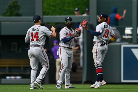 Count again… how many outfielders do the Atlanta Braves have now? (Photo by Dustin Bradford/Getty Images)