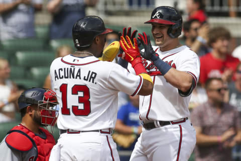 These Atlanta Braves are gonna be teammates for a while. (Photo by Brett Davis/Getty Images)