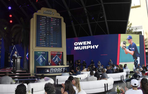 The Atlanta Braves signed their first pick in the 2022 MLB Draft, Owen Murphy. (Photo by Kevork Djansezian/Getty Images)