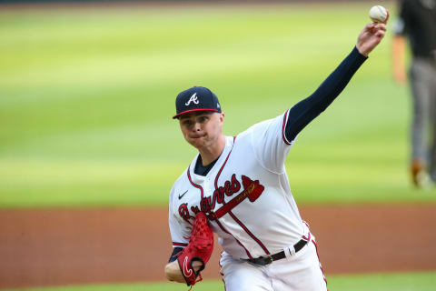 Atlanta Braves lefty Sean Newcomb increased his spin but has issues with control. (Photo by Carmen Mandato/Getty Images)