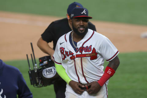 Marcell Ozuna #20 of the Atlanta Braves. (Photo by Ronald Martinez/Getty Images)