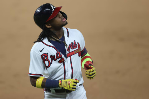 Ronald Acuna Jr. #13 of the Atlanta Braves. (Photo by Tom Pennington/Getty Images)