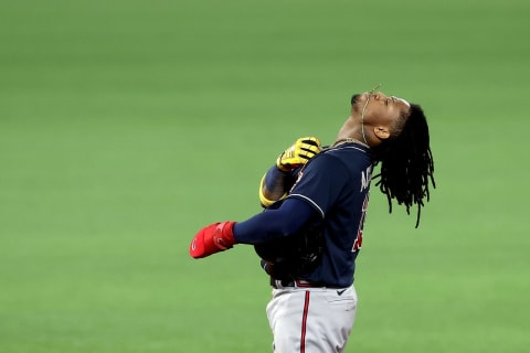 Ronald Acuna Jr. #13 of the Atlanta Braves. (Photo by Tom Pennington/Getty Images)