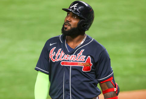 Marcell Ozuna #20 of the Atlanta Braves. (Photo by Ronald Martinez/Getty Images)