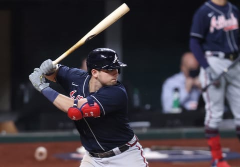 Austin Riley #27 of the Atlanta Braves. (Photo by Tom Pennington/Getty Images)