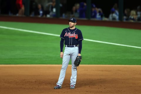 ARLINGTON, TEXAS – OCTOBER 18: Freddie Freeman #5 of the Atlanta Braves (Photo by Ronald Martinez/Getty Images)