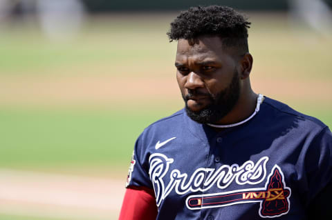 Abraham Almonte #34 of the Atlanta Braves. (Photo by Douglas P. DeFelice/Getty Images)