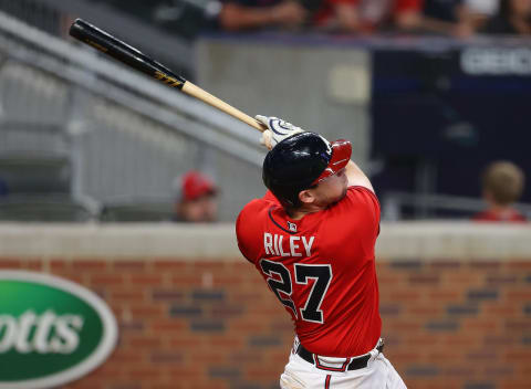 ATLANTA, GEORGIA – MAY 21: Austin Riley #27 of the Atlanta Brave. (Photo by Kevin C. Cox/Getty Images)