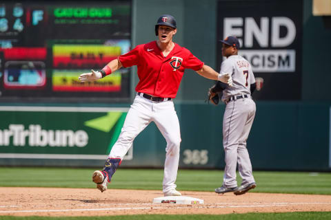 Max Kepler #26 of the Minnesota Twins… unless he becomes an Atlanta Brave. (Photo by Brace Hemmelgarn/Minnesota Twins/Getty Images)