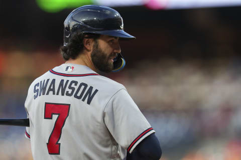 Dansby Swanson #7 of the Atlanta Braves. (Photo by Mitchell Leff/Getty Images)