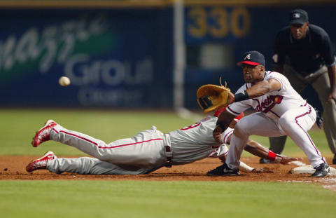 Julio Franco played a solid first base for the Atlanta Braves from August 2002 through October 2005 (Photo by Jamie Squire/Getty Images)