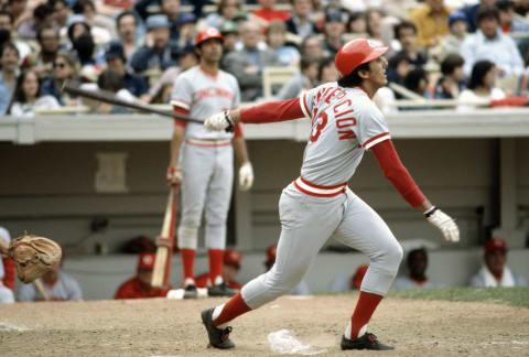 Dave Concepcion of the Cincinnati Reds scored run #1,000,001 against the Atlanta Braves. (Photo by Focus on Sport/Getty Images)