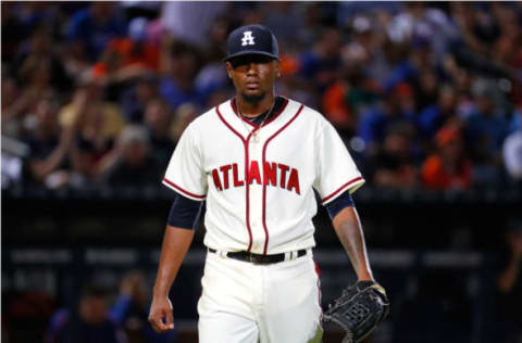 ATLANTA, GA – JUNE 25: Julio Teheran #49 of the Atlanta Braves walks off the field after striking out Asdrubal Cabrera #13 of the New York Mets to end the eighth inning at Turner Field on June 25, 2016 in Atlanta, Georgia. (Photo by Kevin C. Cox/Getty Images)