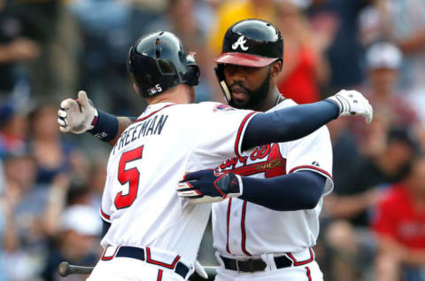 Atlanta Braves Freddie Freeman and former teammate Jason Heyward.