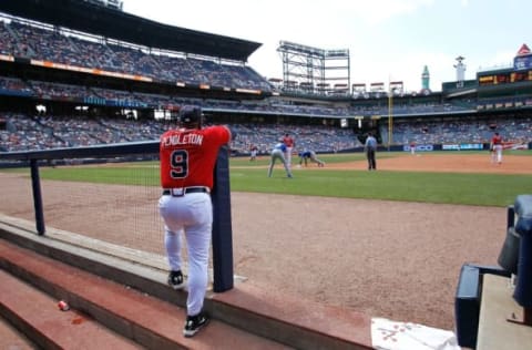 ATLANTA – Terry Pendleton #9 of the Atlanta Braves against the Kansas City Royals at Turner Field on June 20, 2010 in Atlanta, Georgia. (Photo by Kevin C. Cox/Getty Images)