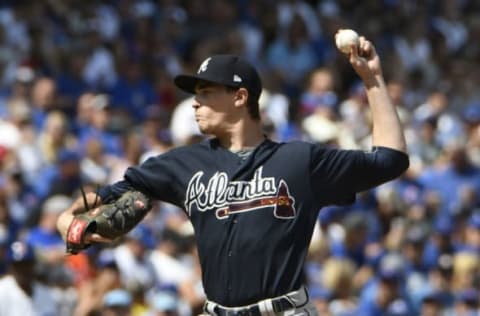 CHICAGO, IL – SEPTEMBER 03: Max Fried #61 of the Atlanta Braves pitches against the Chicago Cubs during the first inning on September 3, 2017 at Wrigley Field in Chicago, Illinois. (Photo by David Banks/Getty Images)