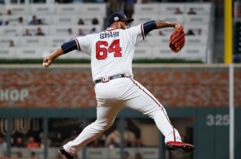 ATLANTA, GA – SEPTEMBER 19: Luiz Gohara #64 of the Atlanta Braves pitches in the first inning against the Washington Nationals at SunTrust Park on September 19, 2017 in Atlanta, Georgia. (Photo by Kevin C. Cox/Getty Images)