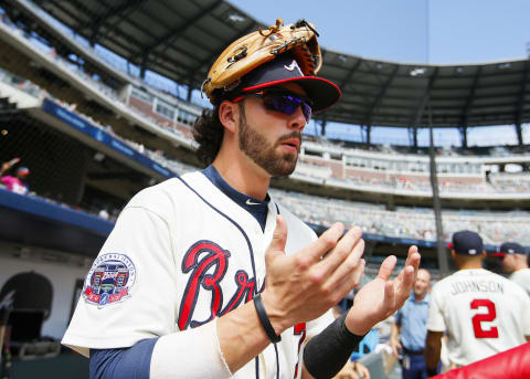 ATLANTA, GA – SEPTEMBER 24: Dansby Swanson #7 of the Atlanta Braves takes the field prior to the first inning of an MLB game against the Philadelphia Phillies at SunTrust Park on September 24, 2017 in Atlanta, Georgia. (Photo by Todd Kirkland/Getty Images)