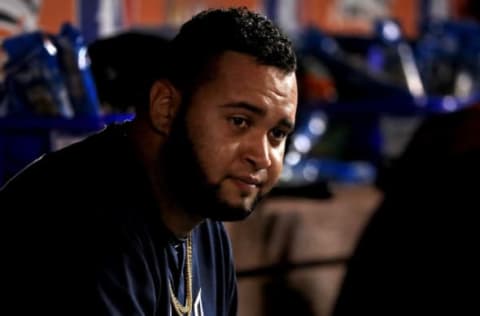 MIAMI, FL – SEPTEMBER 29: Luiz Gohara #64 of the Atlanta Braves looks on during a game against the Miami Marlins at Marlins Park on September 29, 2017 in Miami, Florida. (Photo by Mike Ehrmann/Getty Images)