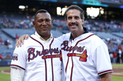 ATLANTA, GA – JULY 29: Atlanta Braves alumni Francisco Cabrera and Sid Bream attend Alumni Weekend festivities before the game between the Philadelphia Phillies and the Atlanta Braves at Turner Field on July 29, 2016 in Atlanta, Georgia. (Photo by Mike Zarrilli/Getty Images)