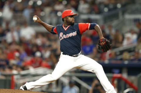 ATLANTA, GA – AUGUST 25: Closer Arodys Vizcaino #38 of the Atlanta Braves throws a pitch in the ninth inning during the game against the Colorado Rockies at SunTrust Park on August 25, 2017 in Atlanta, Georgia. (Photo by Mike Zarrilli/Getty Images)