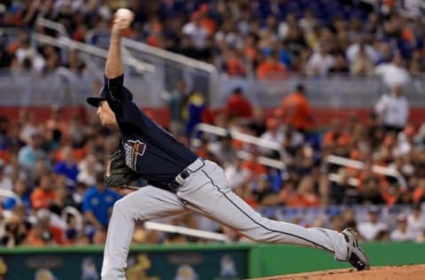 MIAMI, FL – OCTOBER 01: Max Fried #61 of the Atlanta Braves pitches during a game against the Miami Marlins at Marlins Park on October 1, 2017 in Miami, Florida. (Photo by Mike Ehrmann/Getty Images)