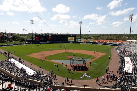 LAKE BUENA VISTA, FL – MARCH 18: An overhead view of Champion Stadium just before the start of the Grapefruit League Spring Training Game between the Atlanta Braves and the Baltimore Orioles at the ESPN Wide World of Sports Complex on March 18, 2012 in Lake Buena Vista, Florida. (Photo by J. Meric/Getty Images)