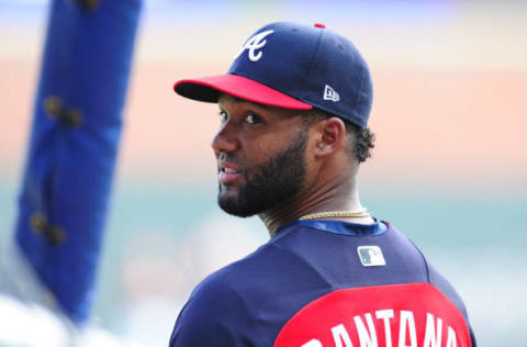 ATLANTA, GA – MAY 17: Danny Santana #23 of the Atlanta Braves warms up before the game against the Toronto Blue Jays at SunTrust Park on May 17, 2017 in Atlanta, Georgia. (Photo by Scott Cunningham/Getty Images)