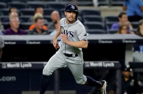 The Atlanta Braves called up outfielder Peter Bourjos (seen here last season with the Rays) this afternoon and released Aaron Blair create a roster spot.