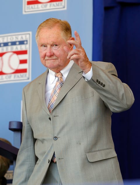 Red   Schoendienst passed away at the age of 95. The Redhead is a Cardinal legend but Atlanta Braves fans should know all of the heroes associated with the franchise. Red   Schoendienst is a Braves hero.(Photo by Jim McIsaac/Getty Images)