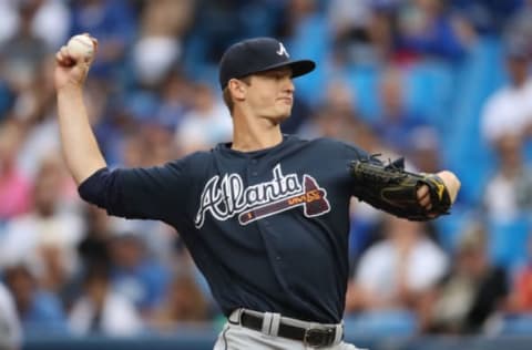 TORONTO, ON – JUNE 19: Mike Soroka #40 of the Atlanta Braves delivers a pitch in the first inning during MLB game action against the Toronto Blue Jays at Rogers Centre on June 19, 2018 in Toronto, Canada. (Photo by Tom Szczerbowski/Getty Images)