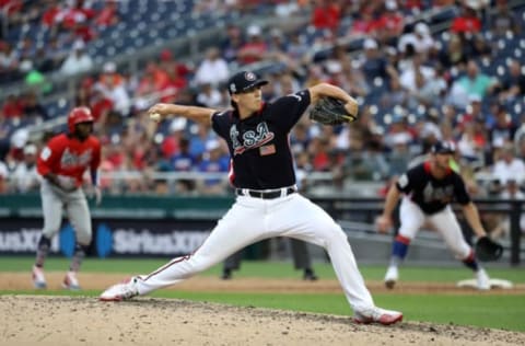 WASHINGTON, D.C. – JULY 15: Kyle Wright #23 pitches during the SiriusXM All-Star Futures Game at Nationals Park on July 15, 2018 in Washington, DC. (Photo by Rob Carr/Getty Images)