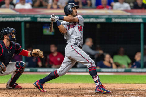 The Atlanta Braves might target Eddie Rosario to fill their opening in the outfield next season.(Photo by Jason Miller/Getty Images)