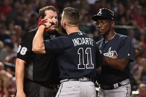 Atlanta Braves centerfielder Ender Inciarte is the latest in a long line of speedy outfielders in franchise history. (Photo by Jennifer Stewart/Getty Images)