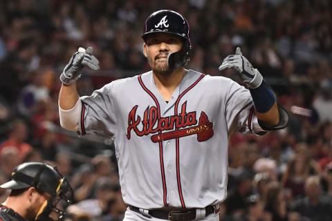 Atlanta Braves catcher Kurt Suzuki was a vital member of the 2018 division championship team. (Photo by Jennifer Stewart/Getty Images