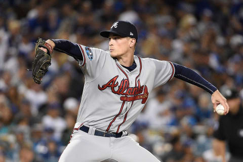 LOS ANGELES, CA – OCTOBER 05: Max Fried #54 of the Atlanta Braves delivers the pitch during the fifth inning against the Los Angeles Dodgers during Game Two of the National League Division Series at Dodger Stadium on October 5, 2018 in Los Angeles, California. (Photo by Kevork Djansezian/Getty Images)