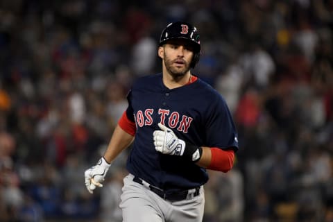 LOS ANGELES, CA – OCTOBER 28: J.D. Martinez #28 of the Boston Red Sox rounds the bases after his seventh-inning home run against the Los Angeles Dodgers in Game Five of the 2018 World Series at Dodger Stadium on October 28, 2018 in Los Angeles, California. (Photo by Harry How/Getty Images)